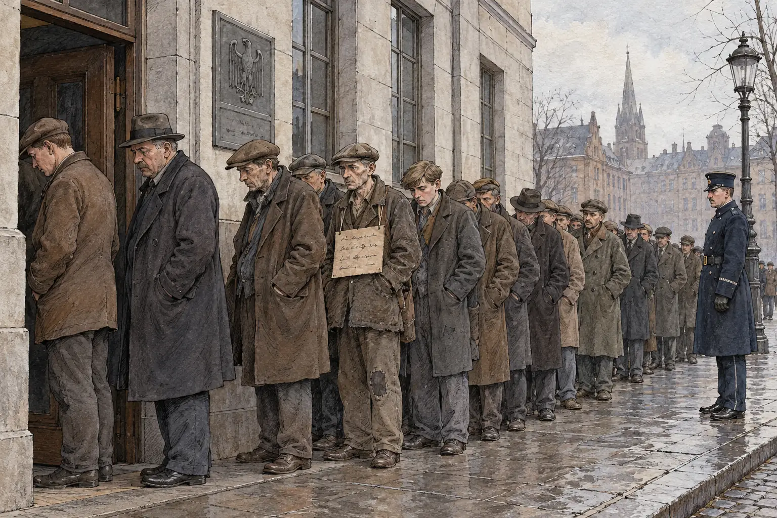 Unemployment rose from about 1.3 million in 1929 to over 6 million by 1932