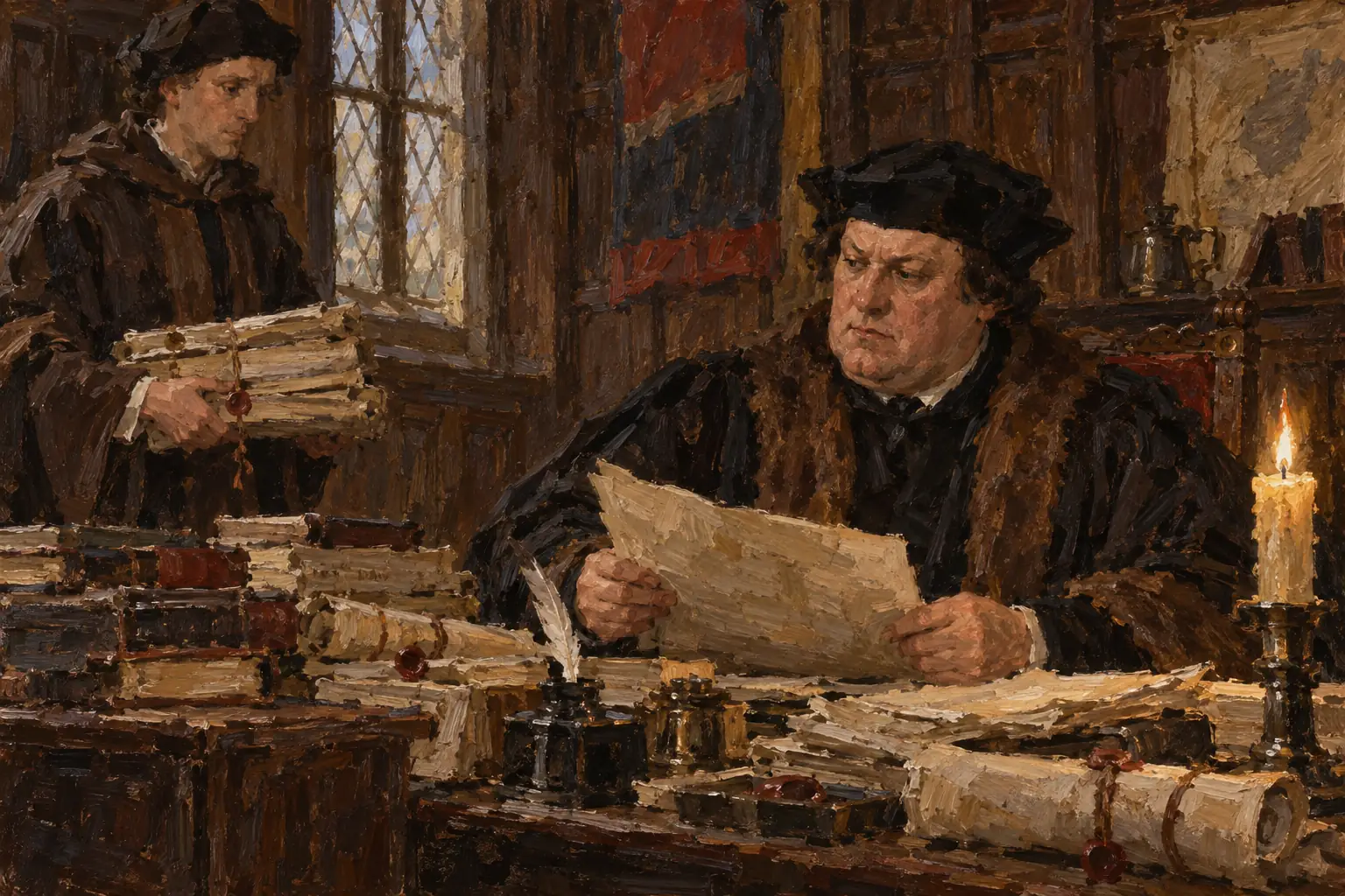 Thomas Cromwell ordered the Valor Ecclesiasticus of 1535, a survey of the Church's wealth that was used to decide which monasteries to close first.