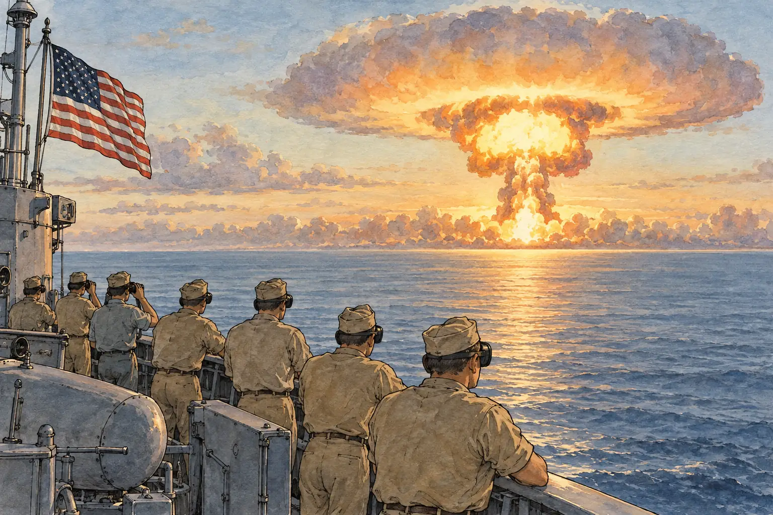 The first hydrogen bomb, code-named Ivy Mike, was tested at Enewetak Atoll in the Pacific on 1 November 1952 and destroyed the small island it stood on.