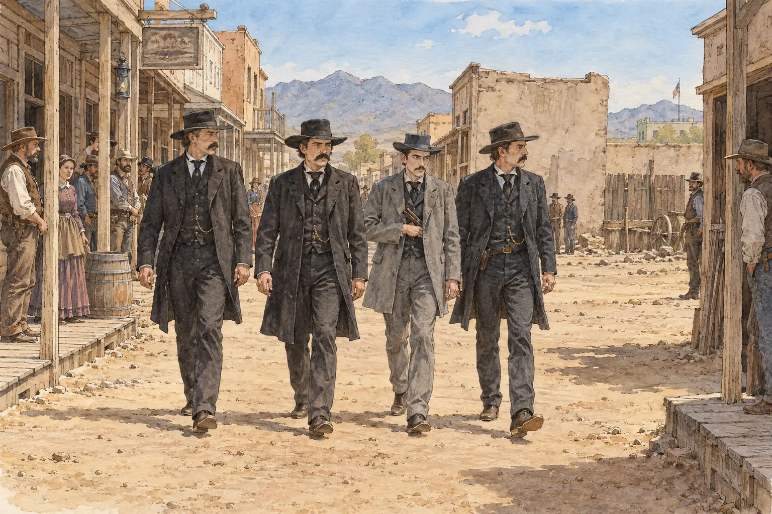 On 26 October 1881 the Earp brothers and Doc Holliday walked down the street in Tombstone, Arizona, to confront the Clanton and McLaury brothers.