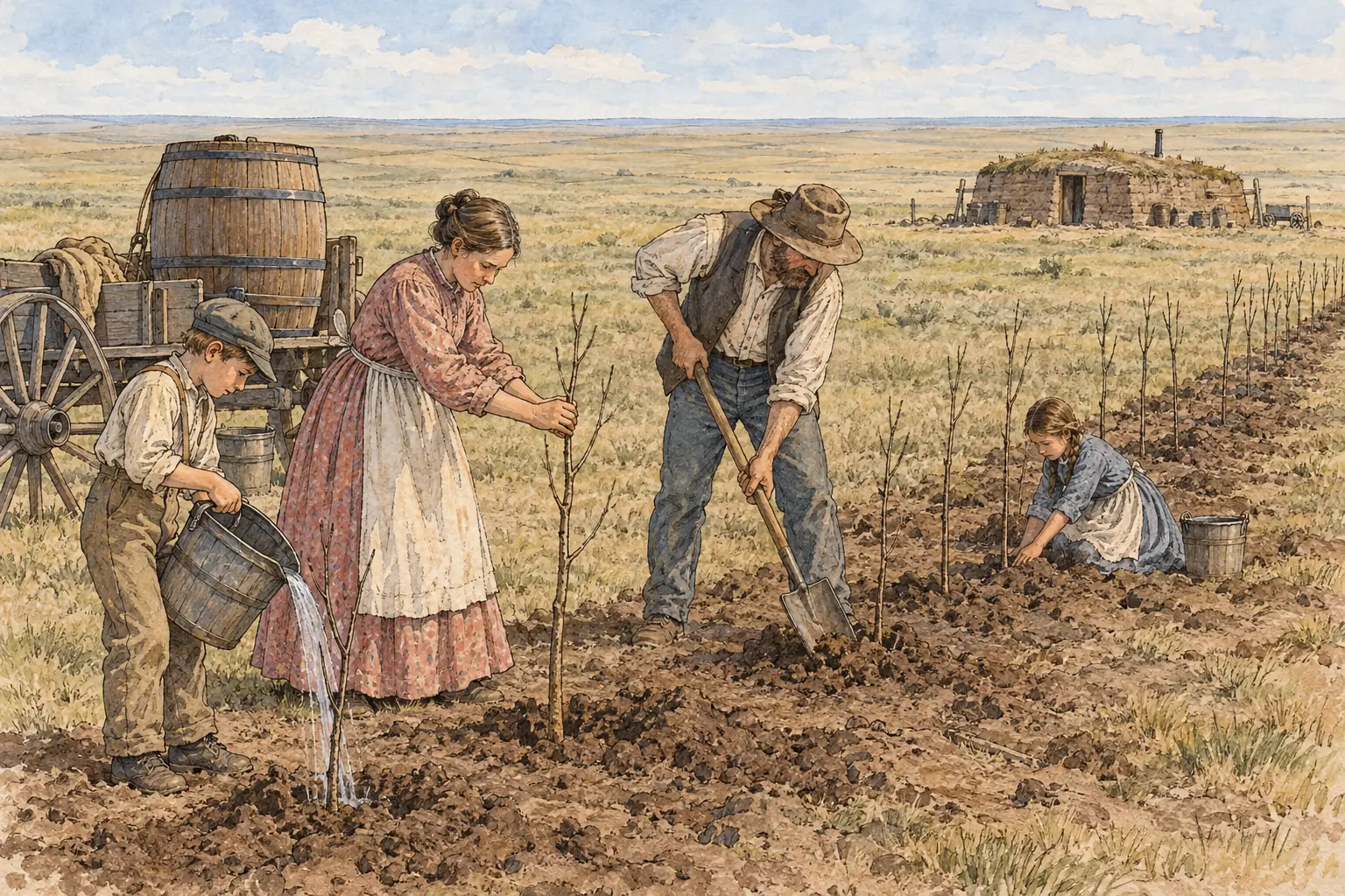 The Timber Culture Act of 1873 offered settlers an extra 160 acres if they planted and looked after trees.