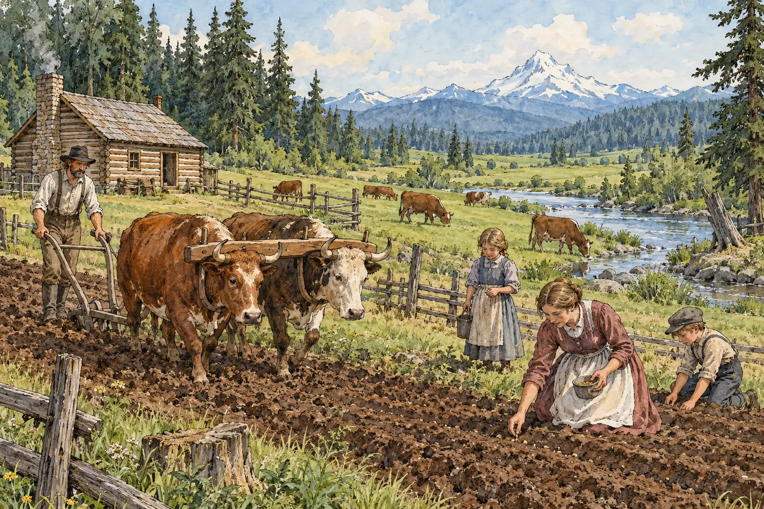 Reports of cheap, fertile land in Oregon's Willamette Valley drew farming families west to make a fresh start.