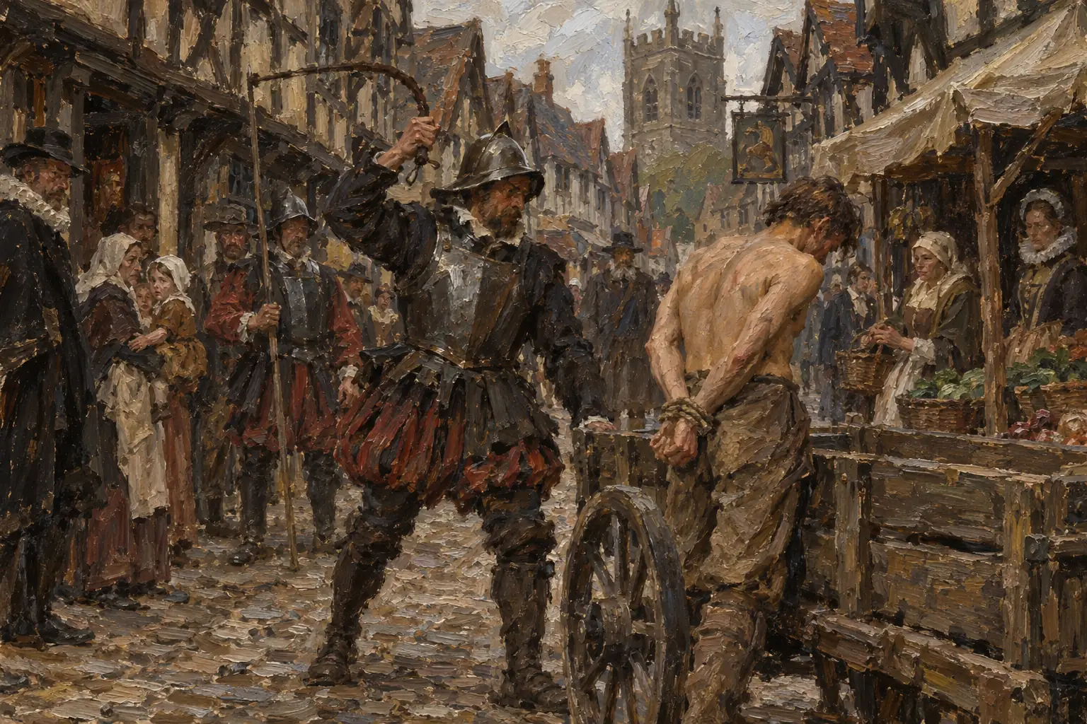 Under the 1572 Vagabonds Act, vagrants were whipped for a first offence.