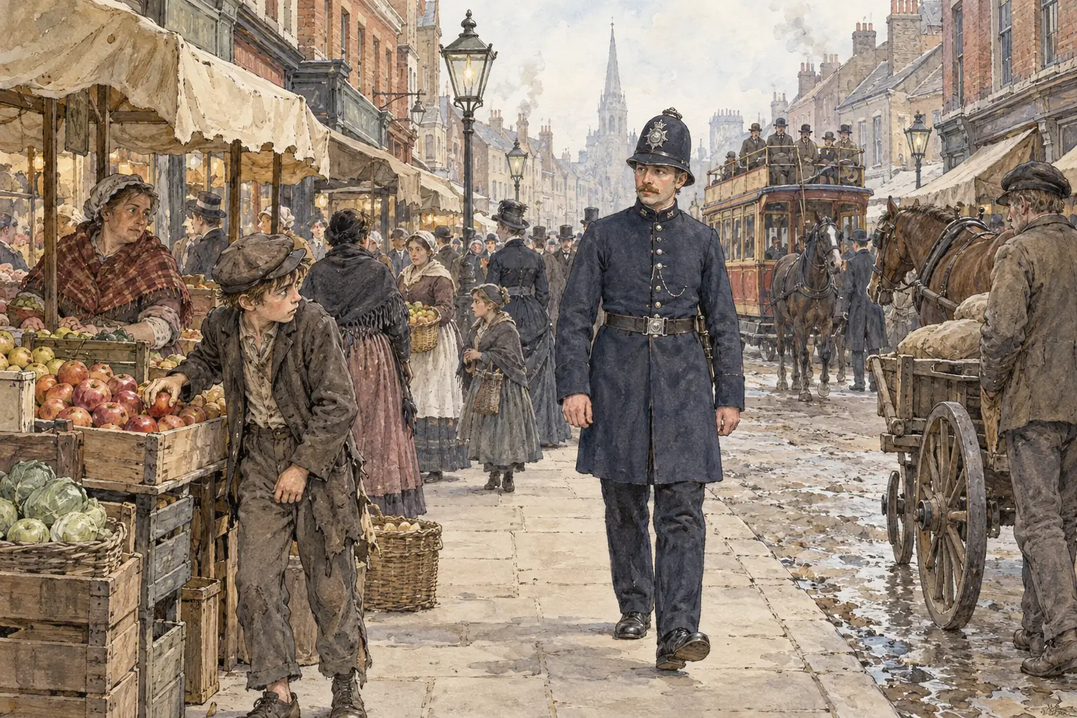 Beat constables walked a fixed route in uniform, so that their visible presence would deter opportunist crime.
