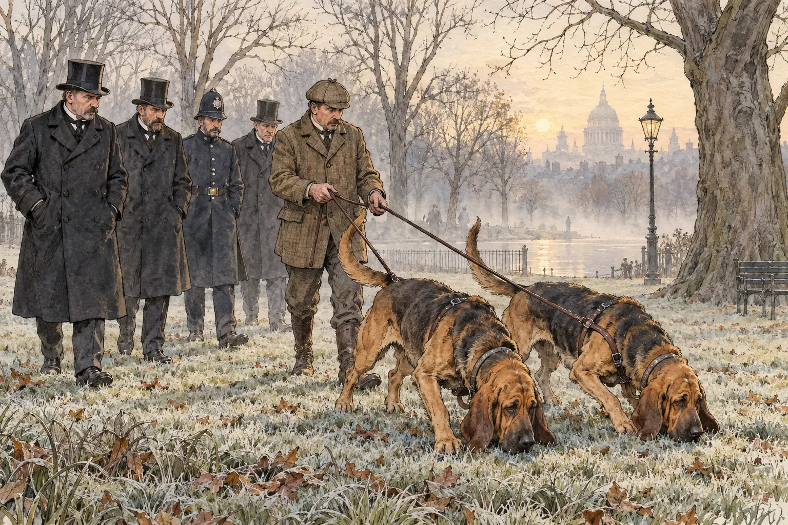 The police experimented with bloodhounds to track suspects