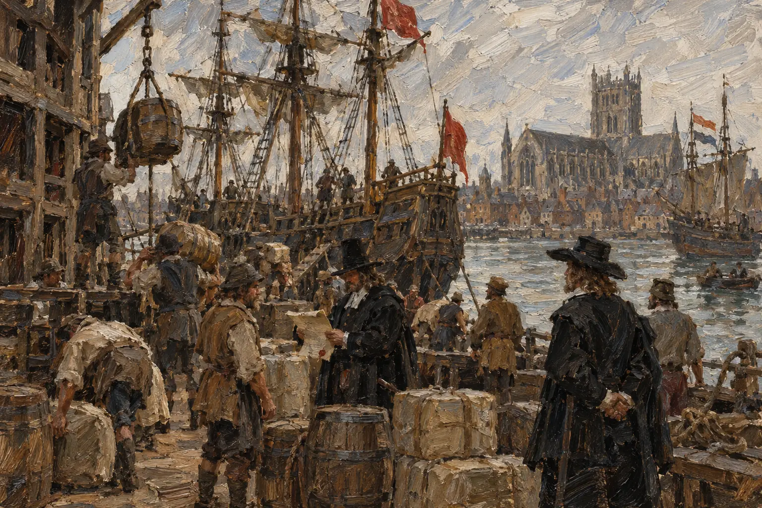 The Navigation Act of 1651 required goods imported into England to be carried in English ships, or ships of the country that made them, a blow to the Dutch carrying trade.