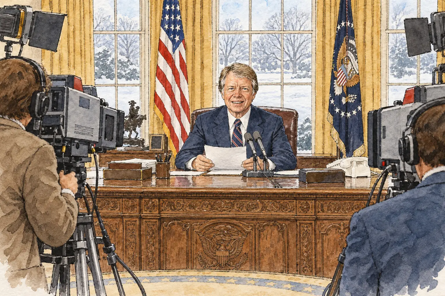 In a television address on 4 January 1980 Carter announced sanctions against the Soviet Union, including a ban on grain sales