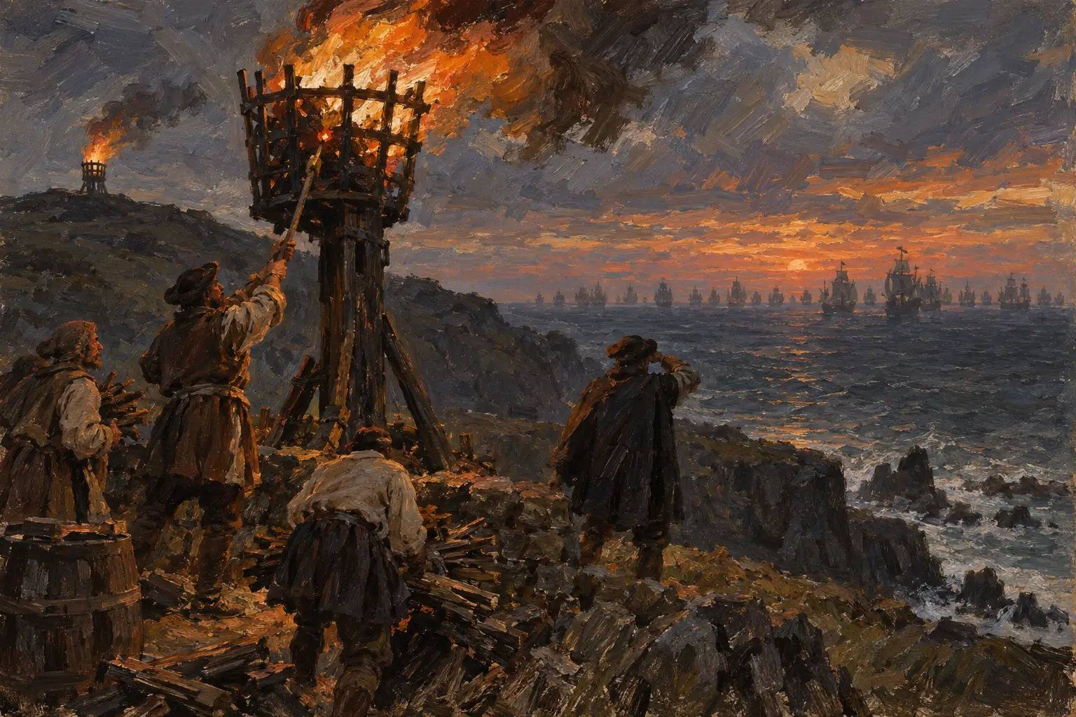 England prepared its defences, including a chain of coastal warning beacons