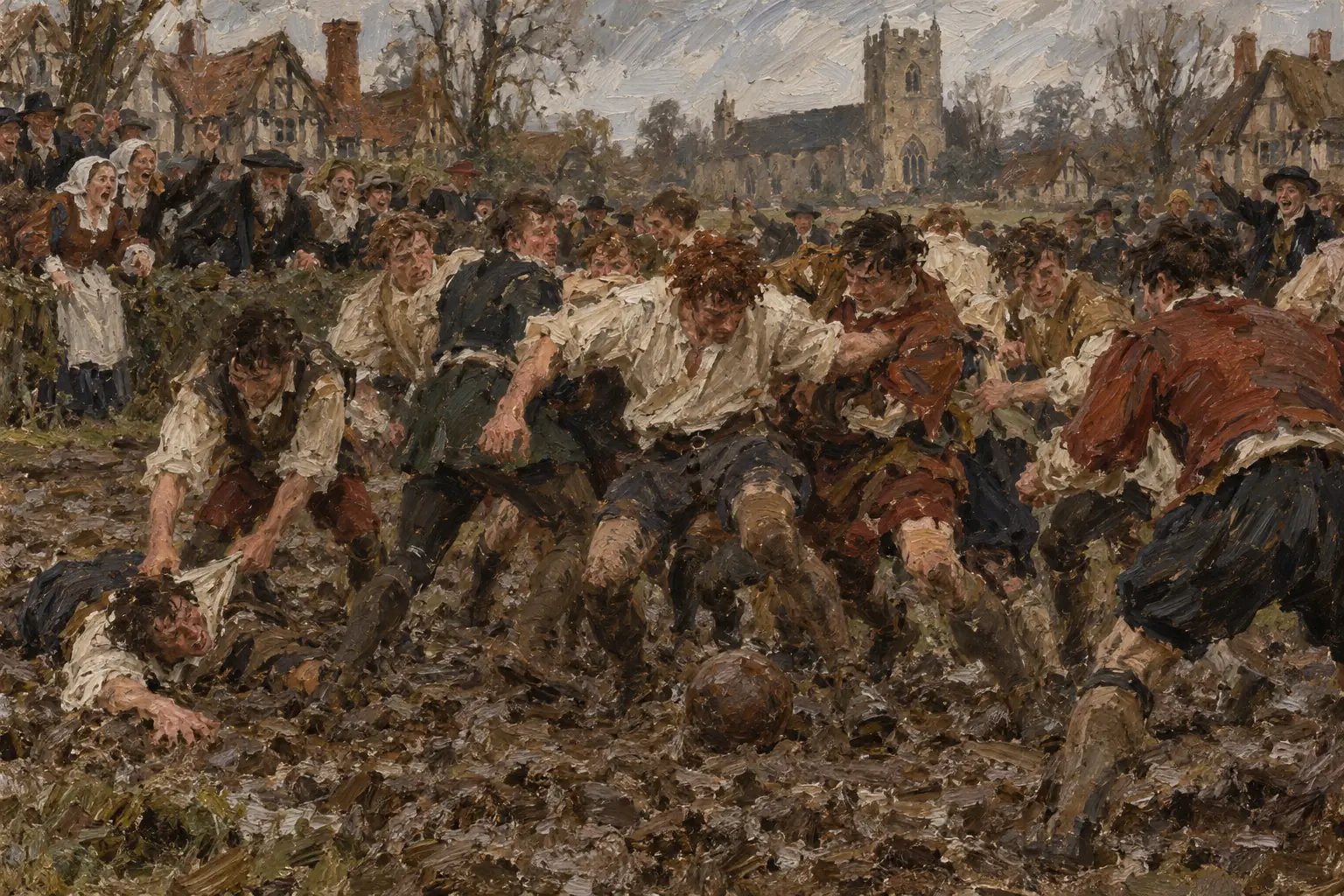 Village football had few rules, could involve hundreds of players, and was often violent.