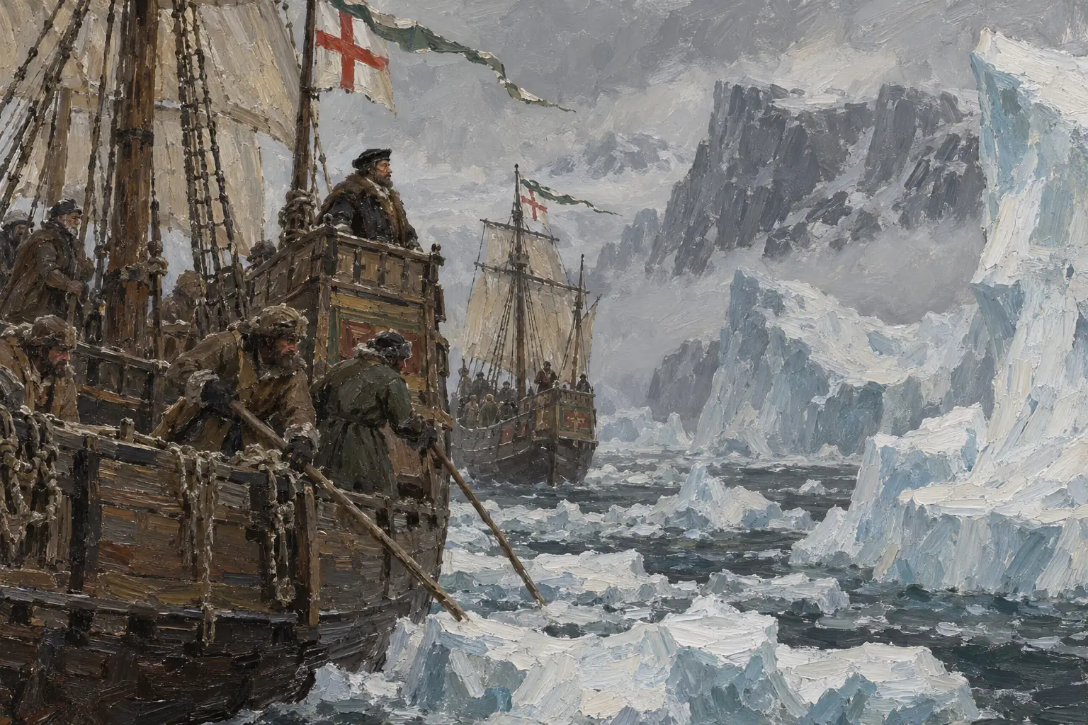 Martin Frobisher led voyages in the late 1570s to search Arctic waters for a Northwest Passage to Asia
