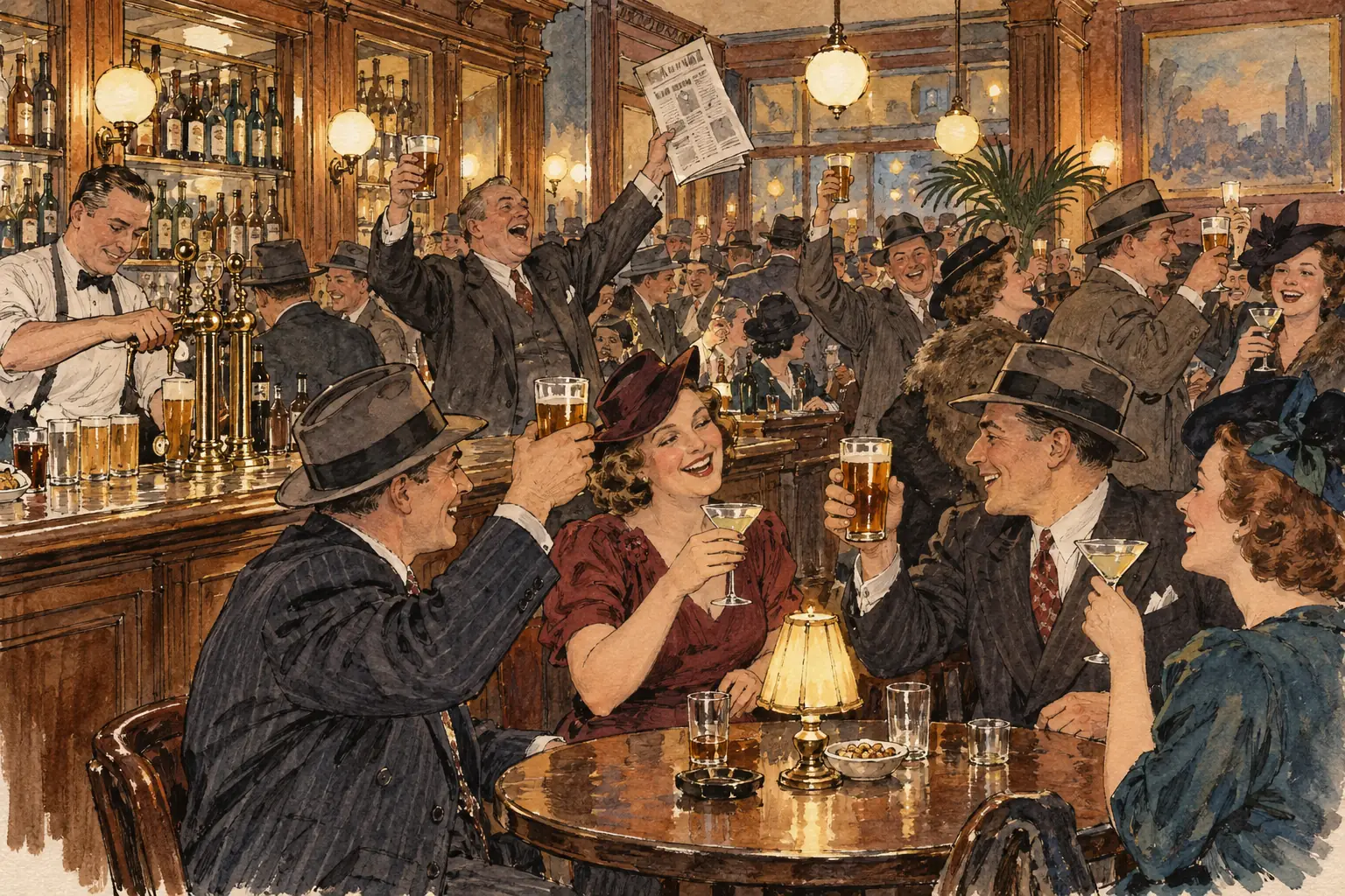 Prohibition ended on 5 December 1933, when the 21st Amendment was ratified, and bars across the country reopened legally.