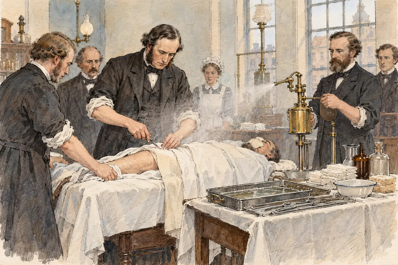 From 1865 Joseph Lister used carbolic acid to kill germs during operations
