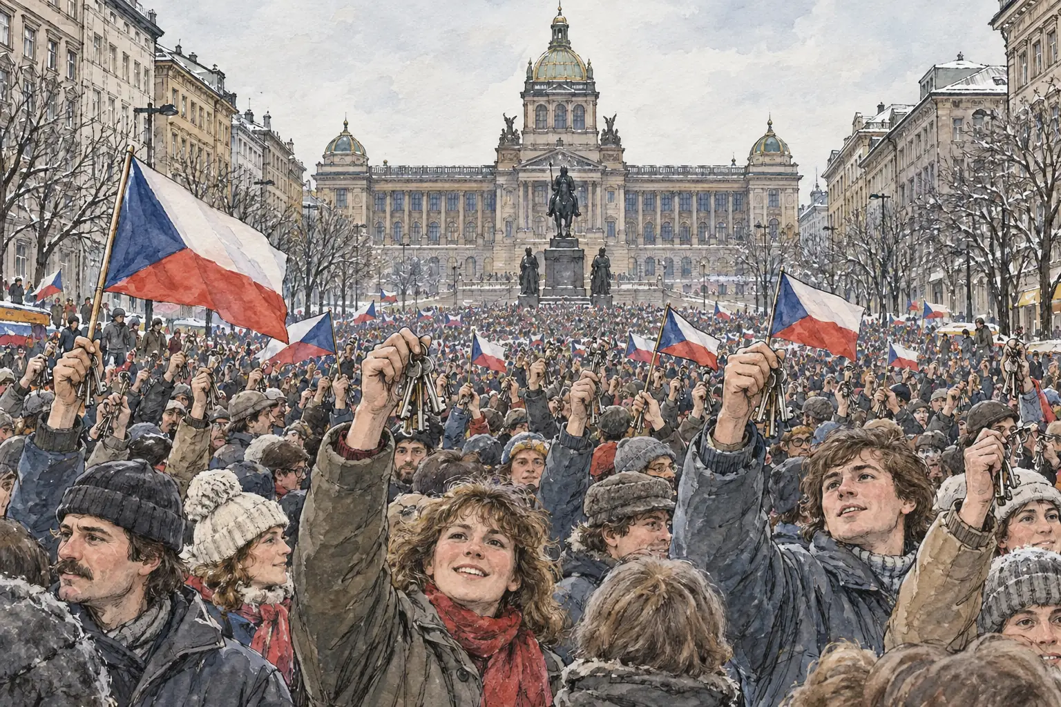 In November 1989 crowds in Wenceslas Square jingled their keys to tell the communist leaders it was time to go