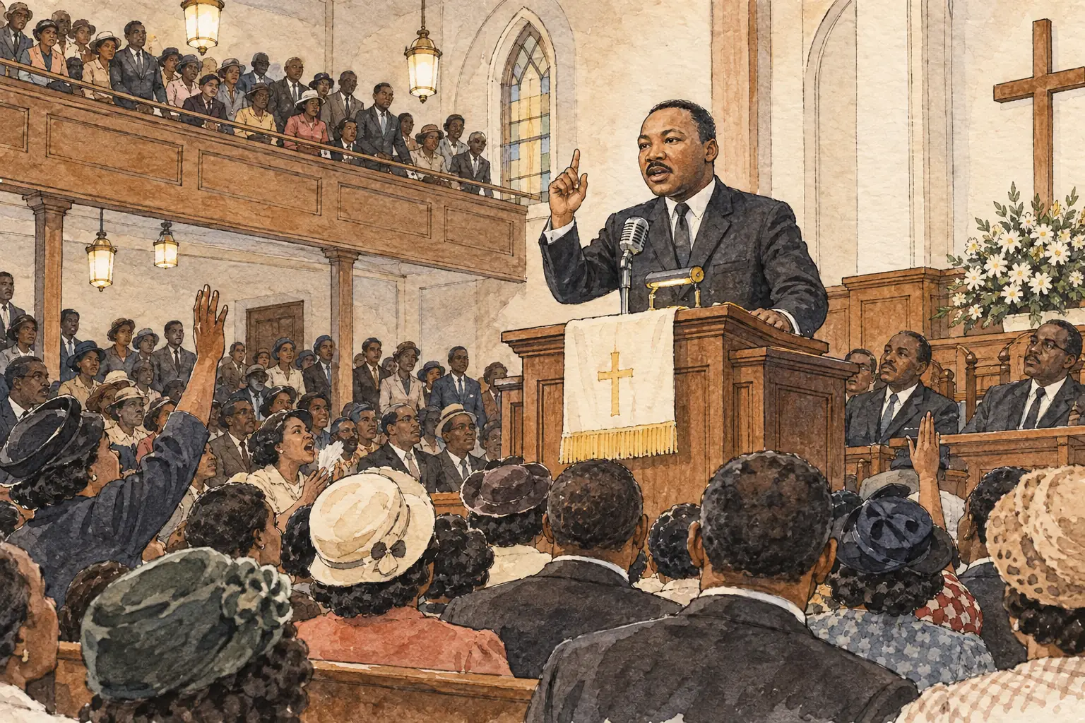 Mass meetings in Black churches, starting at Holt Street Baptist Church on 5 December 1955, kept the boycott united