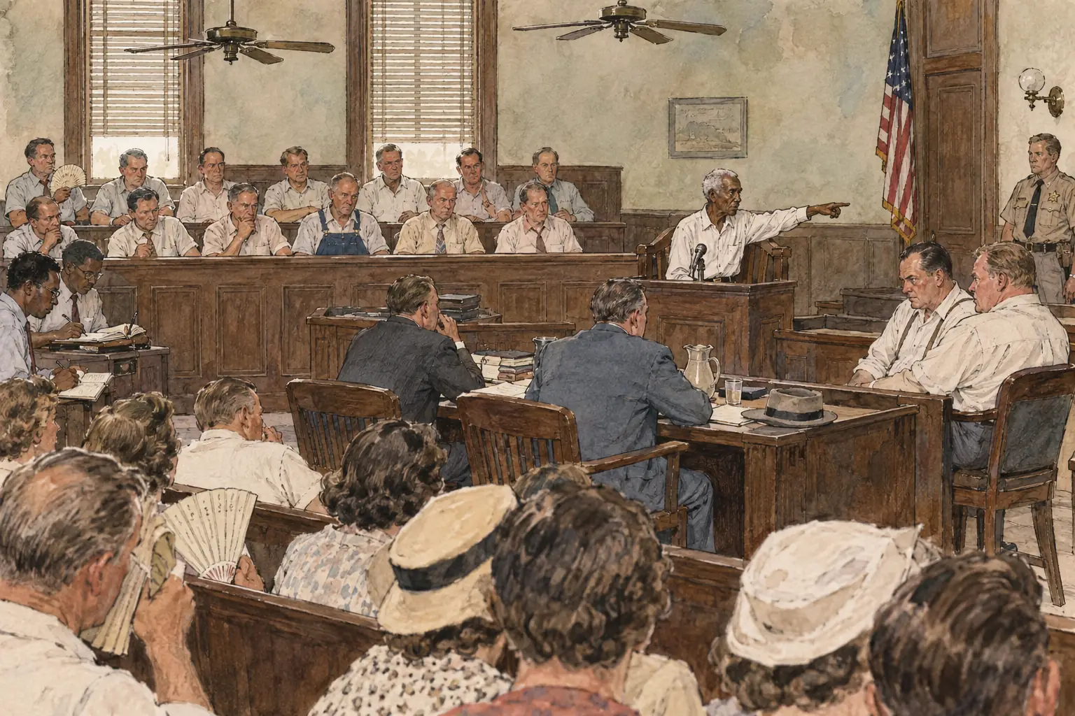At the trial in Sumner, Mississippi, Till's great-uncle Mose Wright stood up and identified the killers, but the all-white jury acquitted them