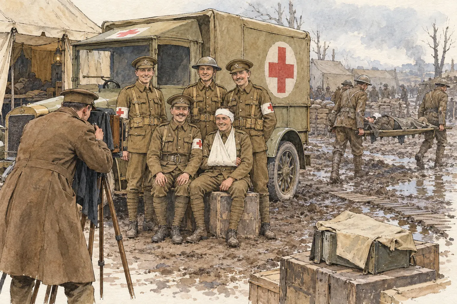 Many wartime photographs were posed or chosen for propaganda, so they rarely show chaotic or gruesome scenes.