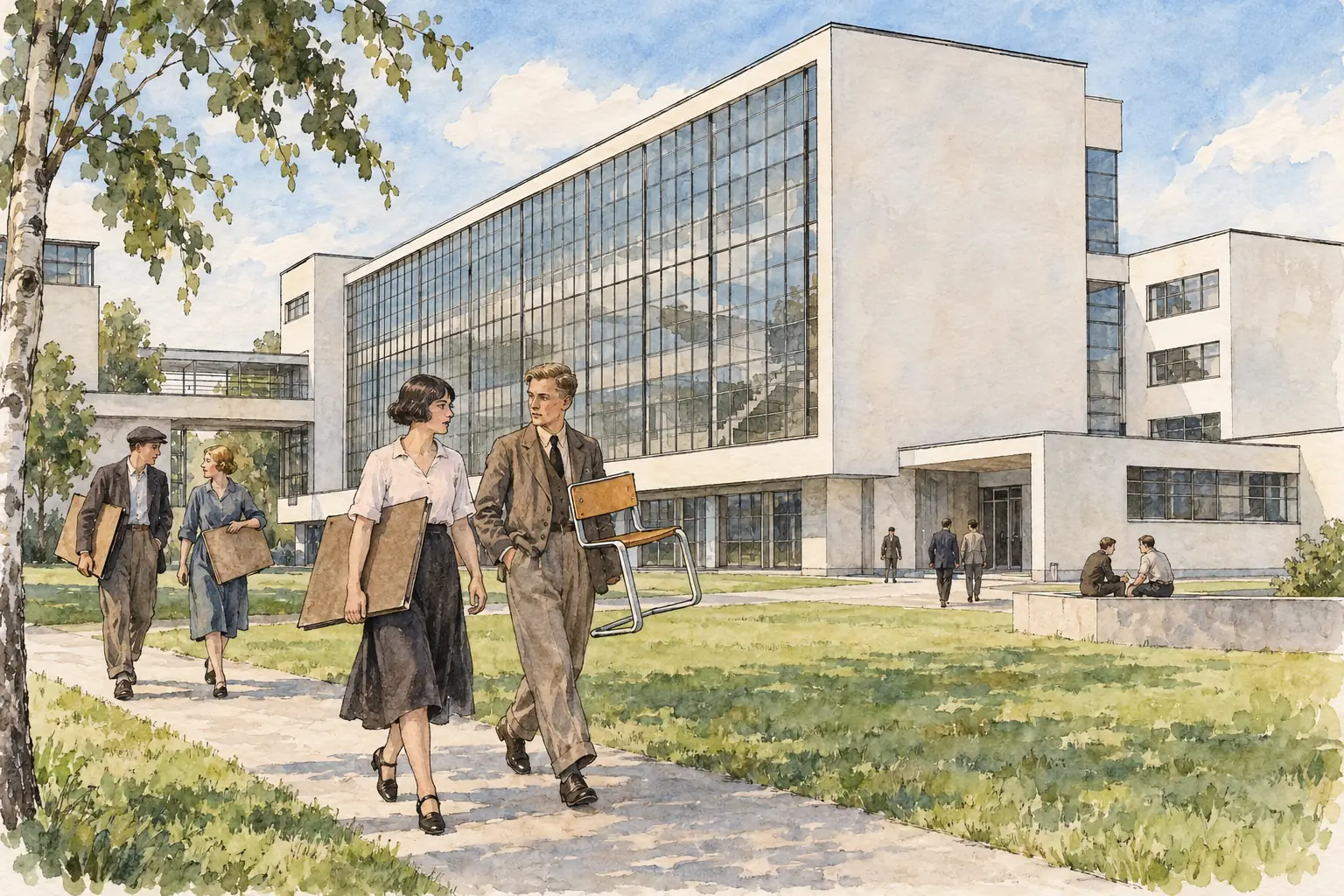 The Bauhaus school at Dessau, whose simple, functional design influenced modern architecture