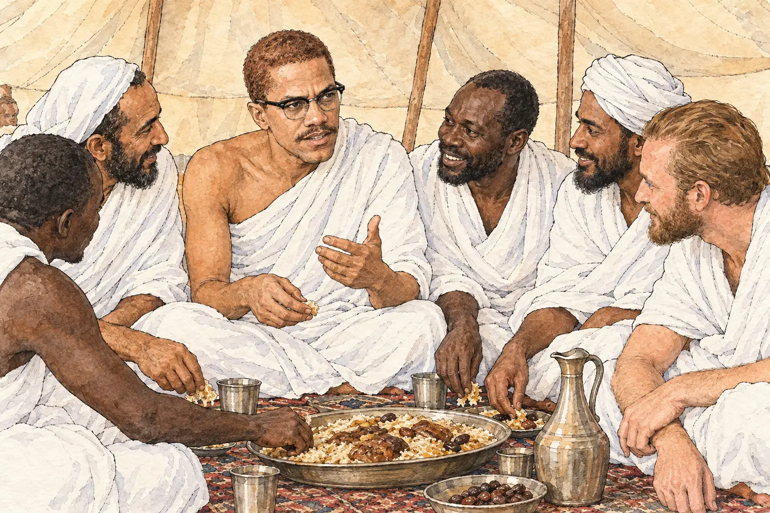 On the Hajj in 1964 he ate and prayed with Muslims of every race, which led him to support alliances across racial lines