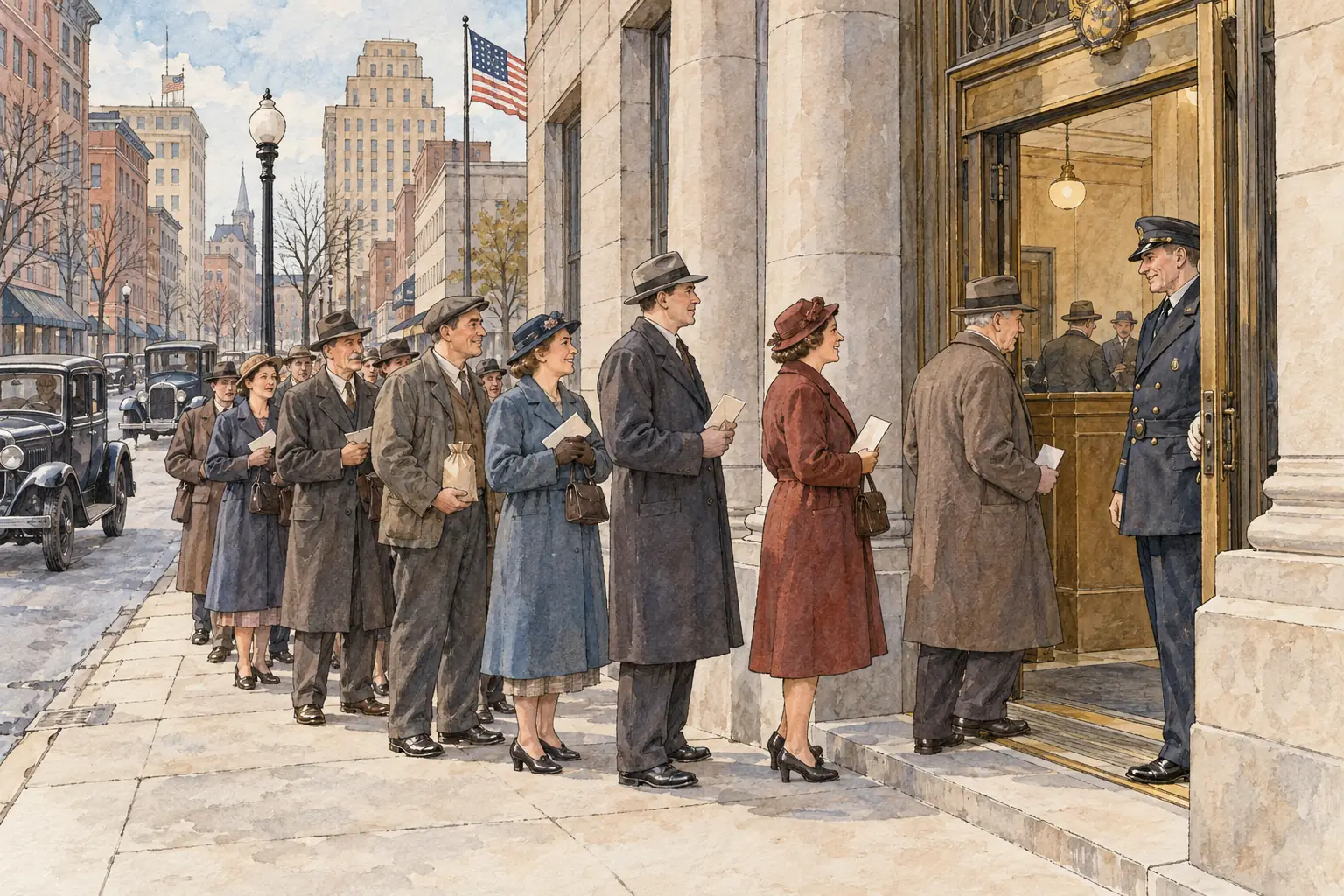 When the sound banks reopened the next day, depositors queued to pay their money back in
