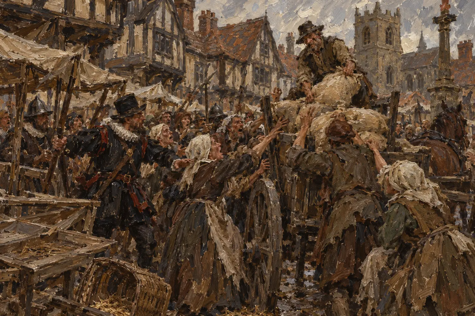 In the bad harvests of 1594 to 1597 corn prices rose to four or five times their earlier average, and some of the poor starved while others rioted.