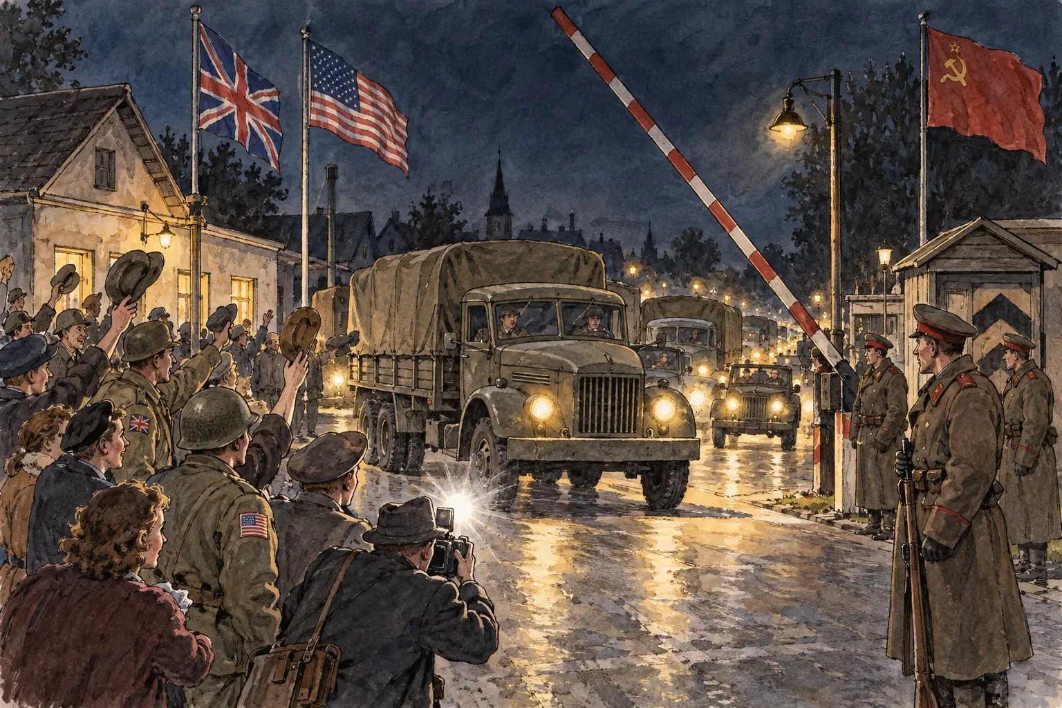 The first convoys drove through to West Berlin just after midnight on 12 May 1949, when the Soviet Union lifted the blockade.