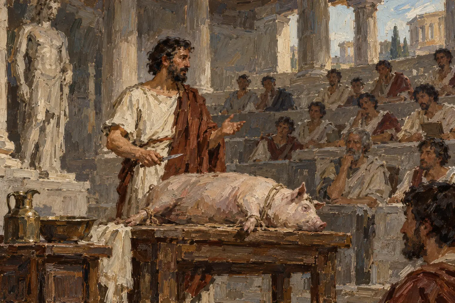 Galen learned anatomy by dissecting animals such as pigs and monkeys, so some of his conclusions about the human body were wrong.