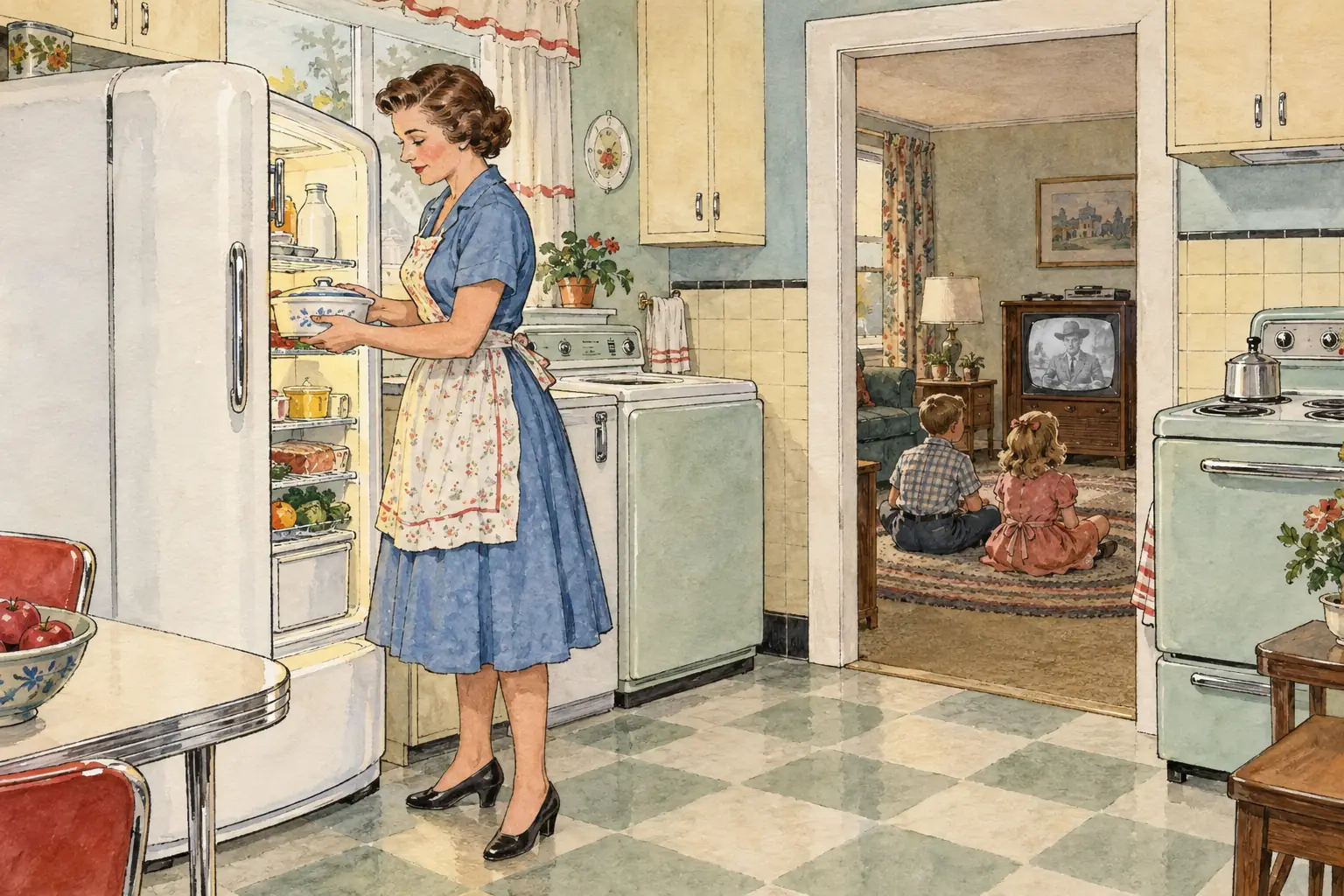 Refrigerators, washing machines and televisions filled the new suburban homes