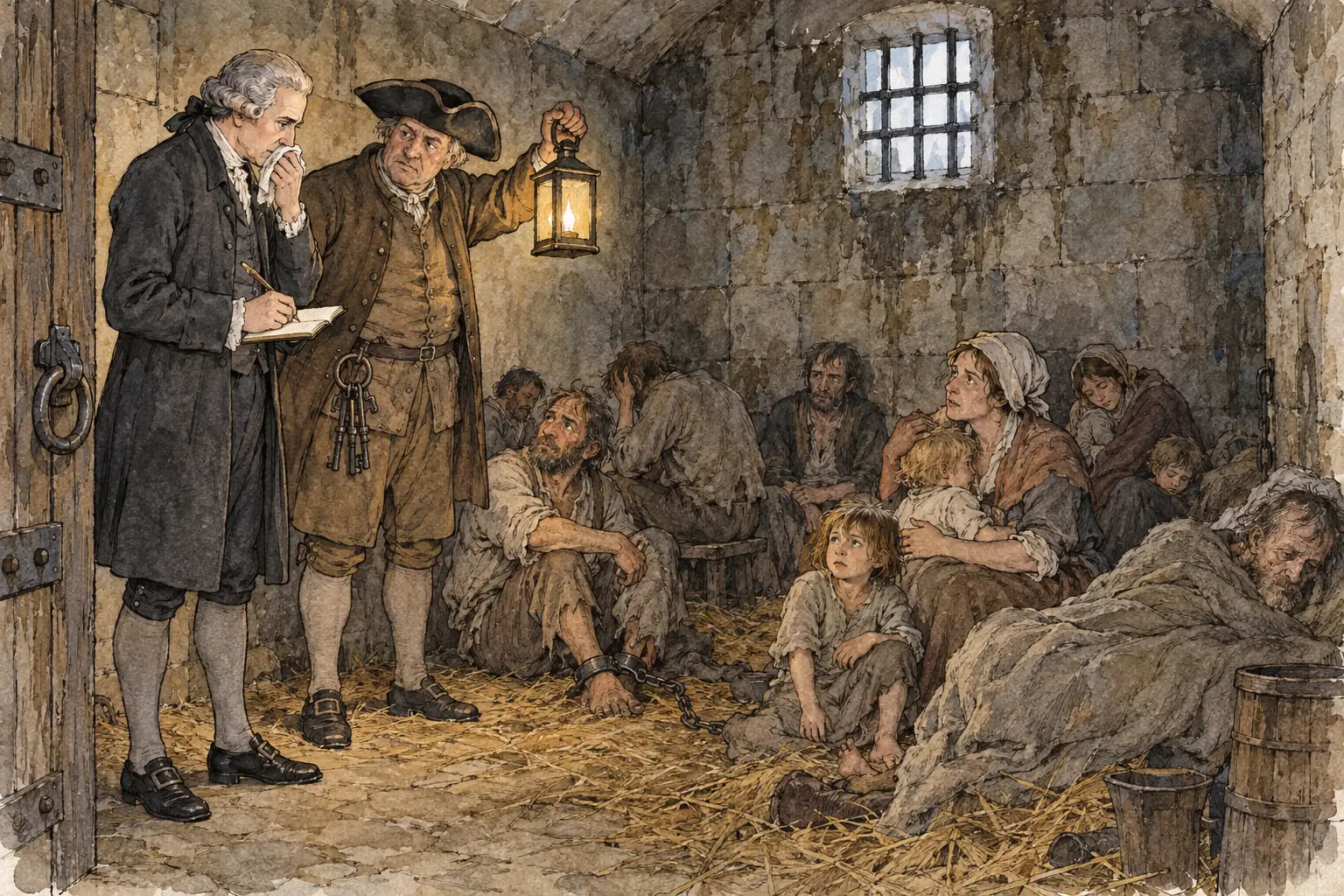 John Howard's 1777 report exposed filthy, overcrowded gaols where prisoners of every kind were held together