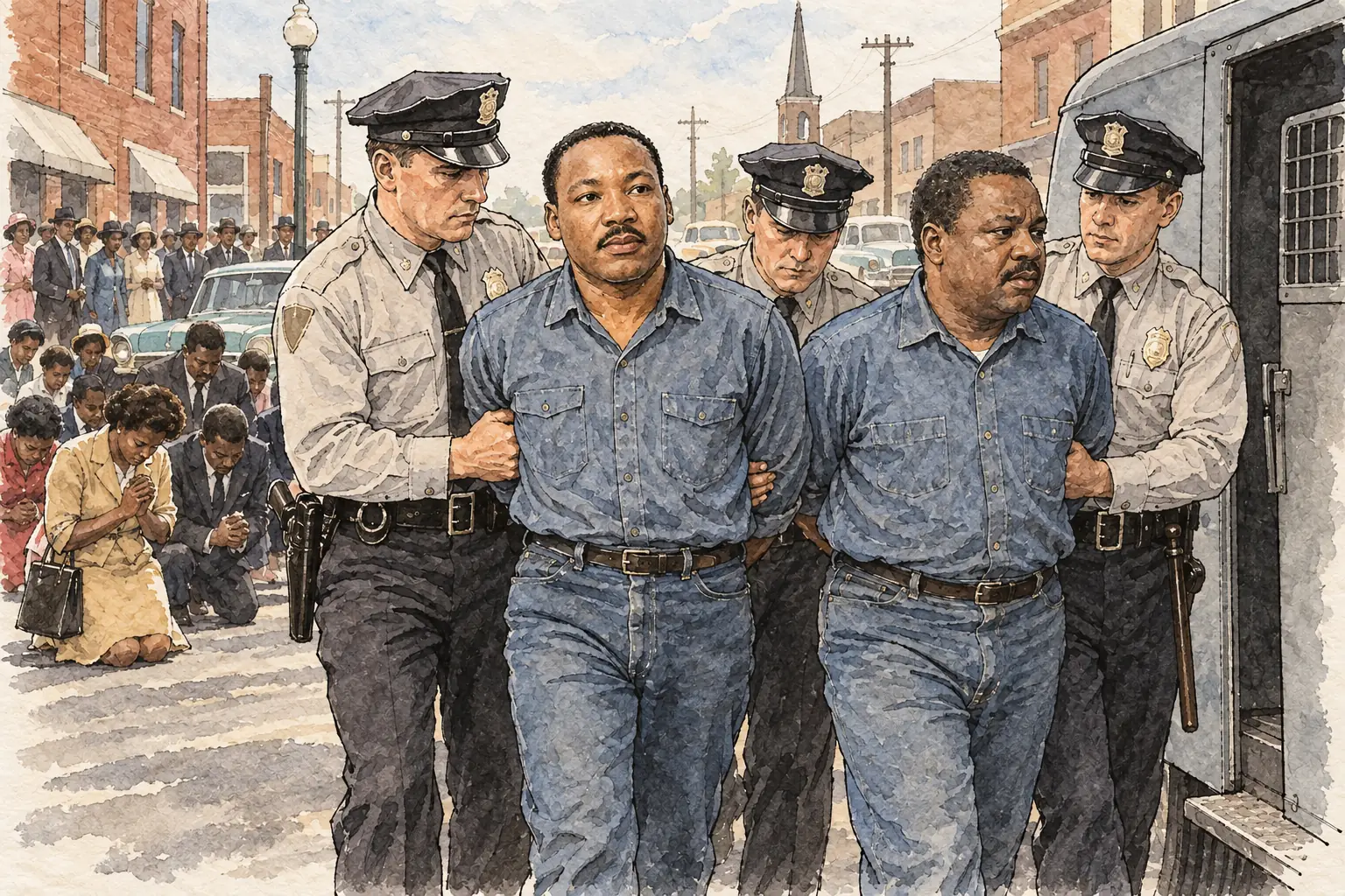 King and Ralph Abernathy were arrested on Good Friday, 12 April 1963, for leading a march in defiance of a court order banning the protests.