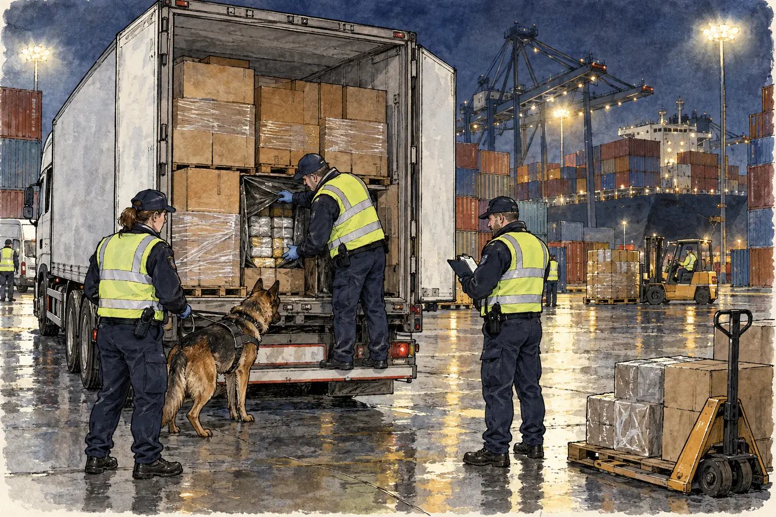 Modern smugglers bring in drugs and people, and Border Force officers search goods and vehicles at ports