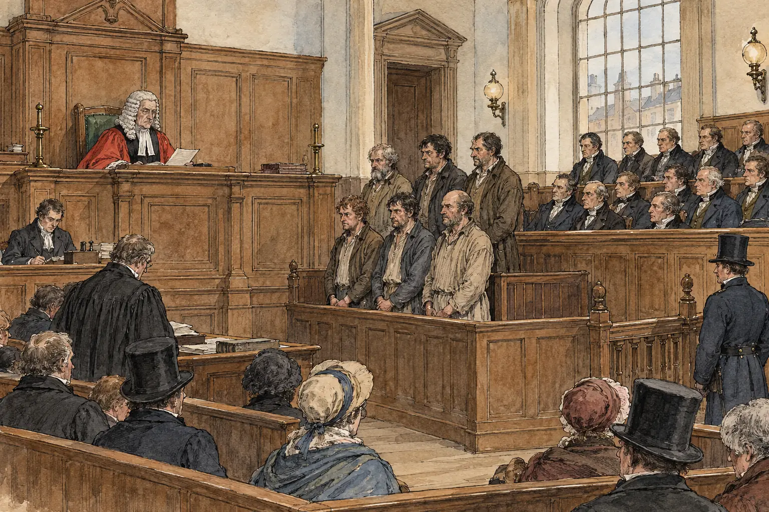 In March 1834 six Dorset labourers were sentenced at Dorchester to seven years' transportation for swearing secret oaths