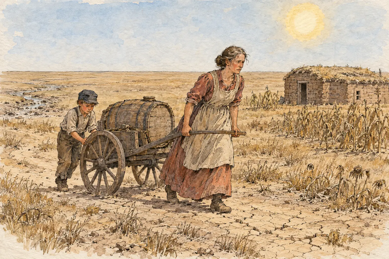 With few rivers or streams, water had to be hauled long distances during summer droughts