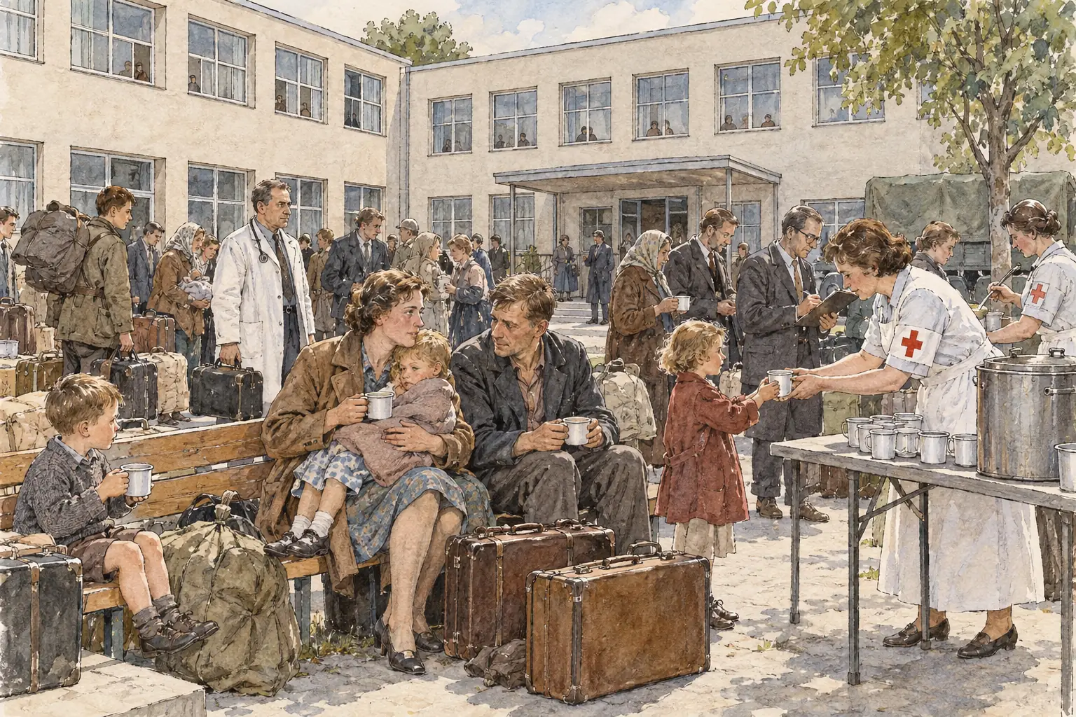 East Germans who crossed into West Berlin were received at refugee centres such as Marienfelde before being flown on to West Germany.