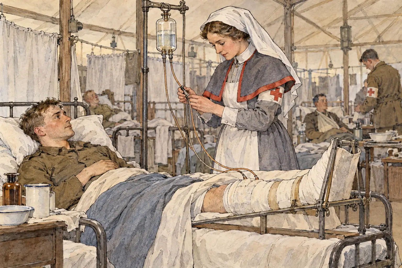The Carrel-Dakin method used a network of rubber tubes to pump sterilising solution continuously into deep wounds.