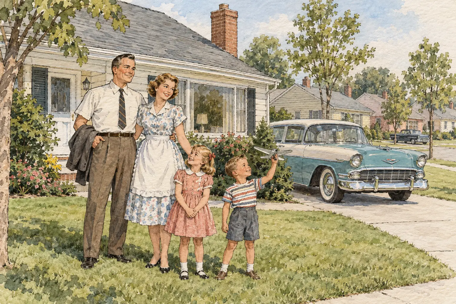 For many white families in the 1950s, the American Dream meant a house in the suburbs, a car in the drive and a secure job.
