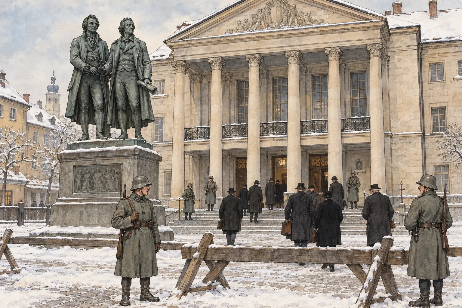 The National Assembly met in the town of Weimar from 6 February 1919, away from the unrest in Berlin