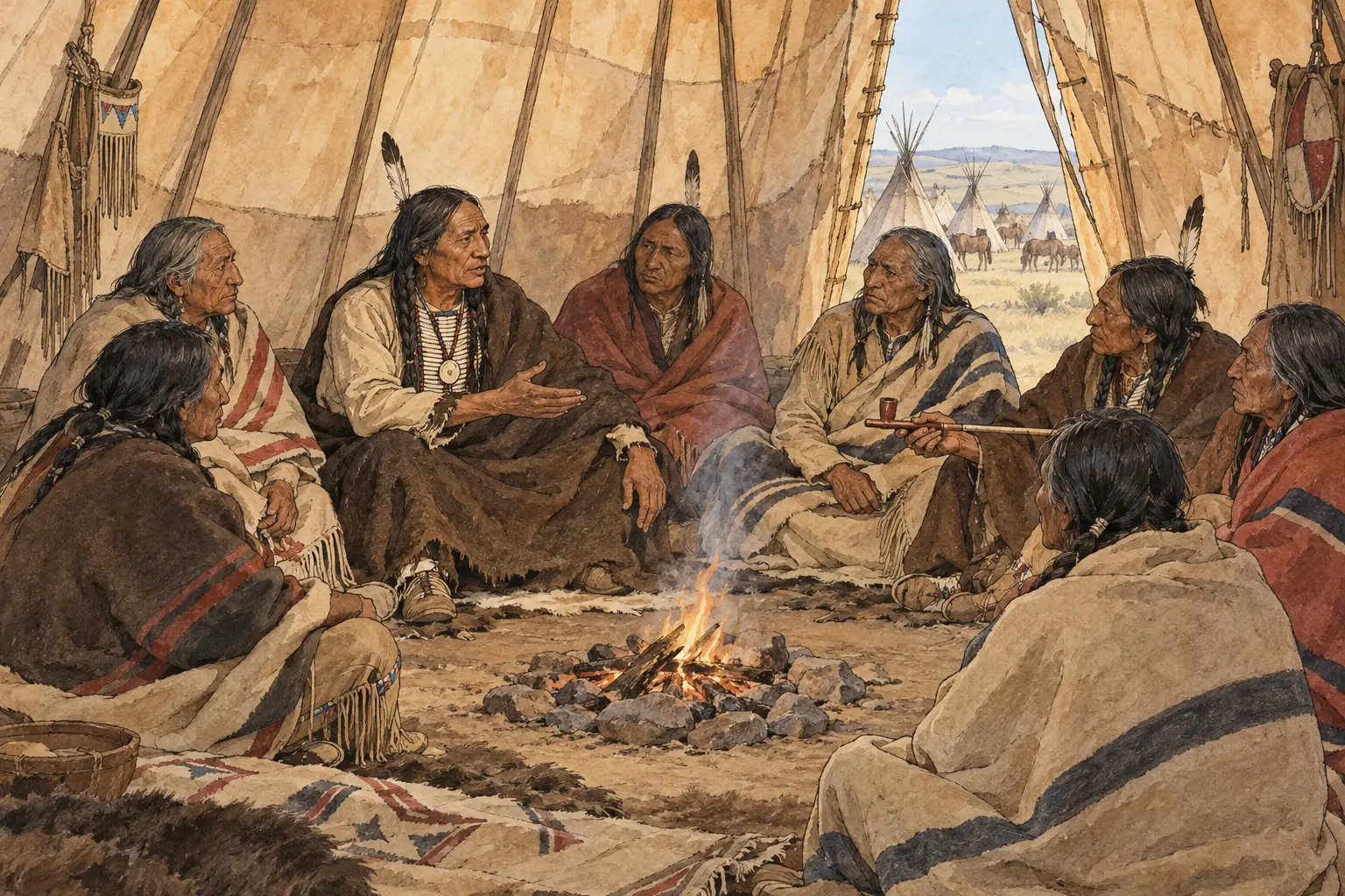 A chief led his band through respect and persuasion, and important matters were discussed in a council of elders.