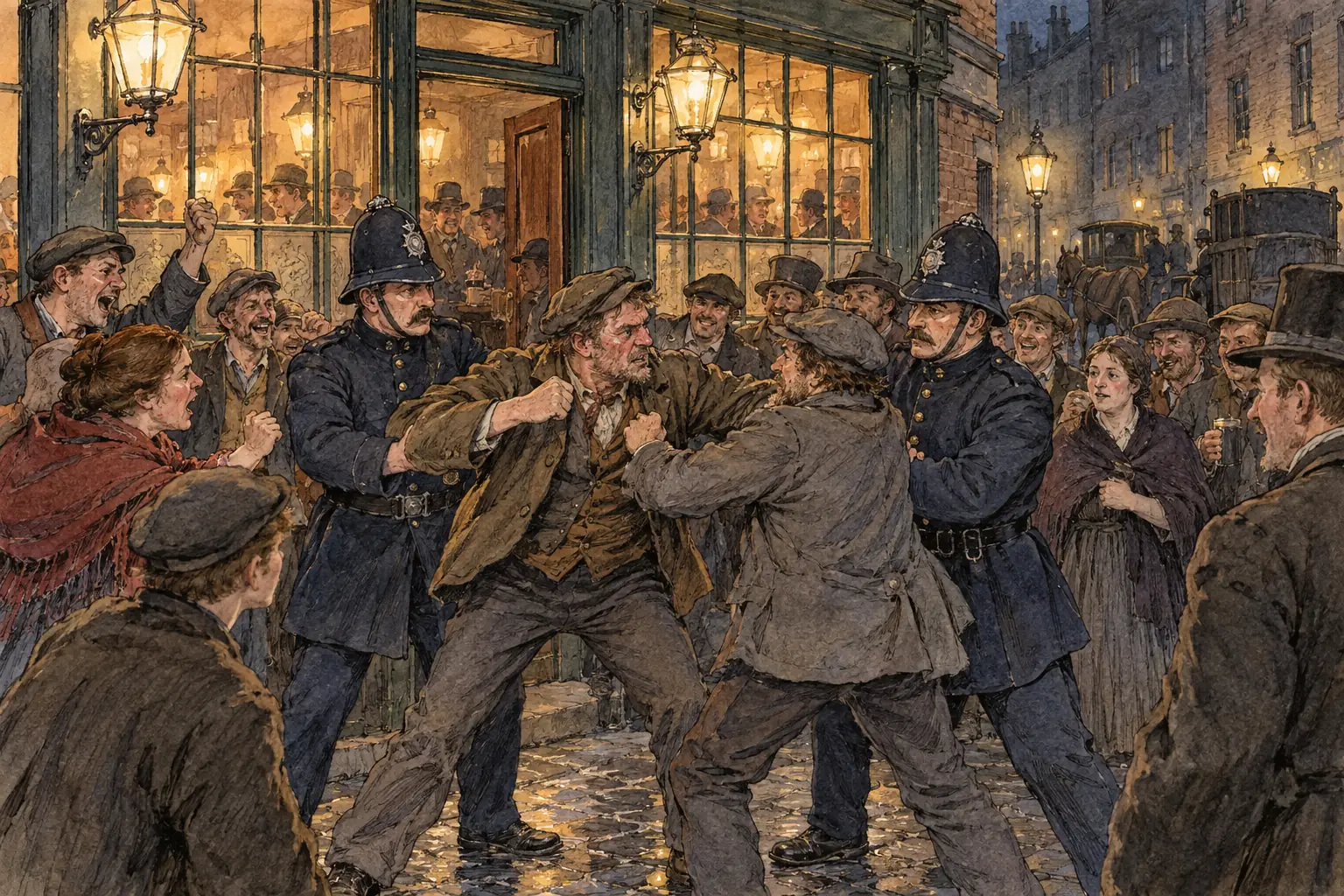 Drunken fights outside pubs took up much of the police's time