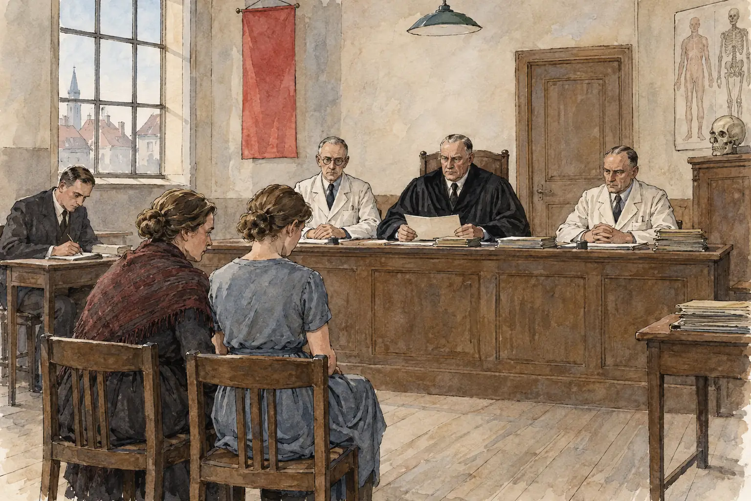 Genetic Health Courts of judges and doctors ordered the sterilisation of people said to have hereditary illnesses, often without their consent, about 400,000 people by 1945.