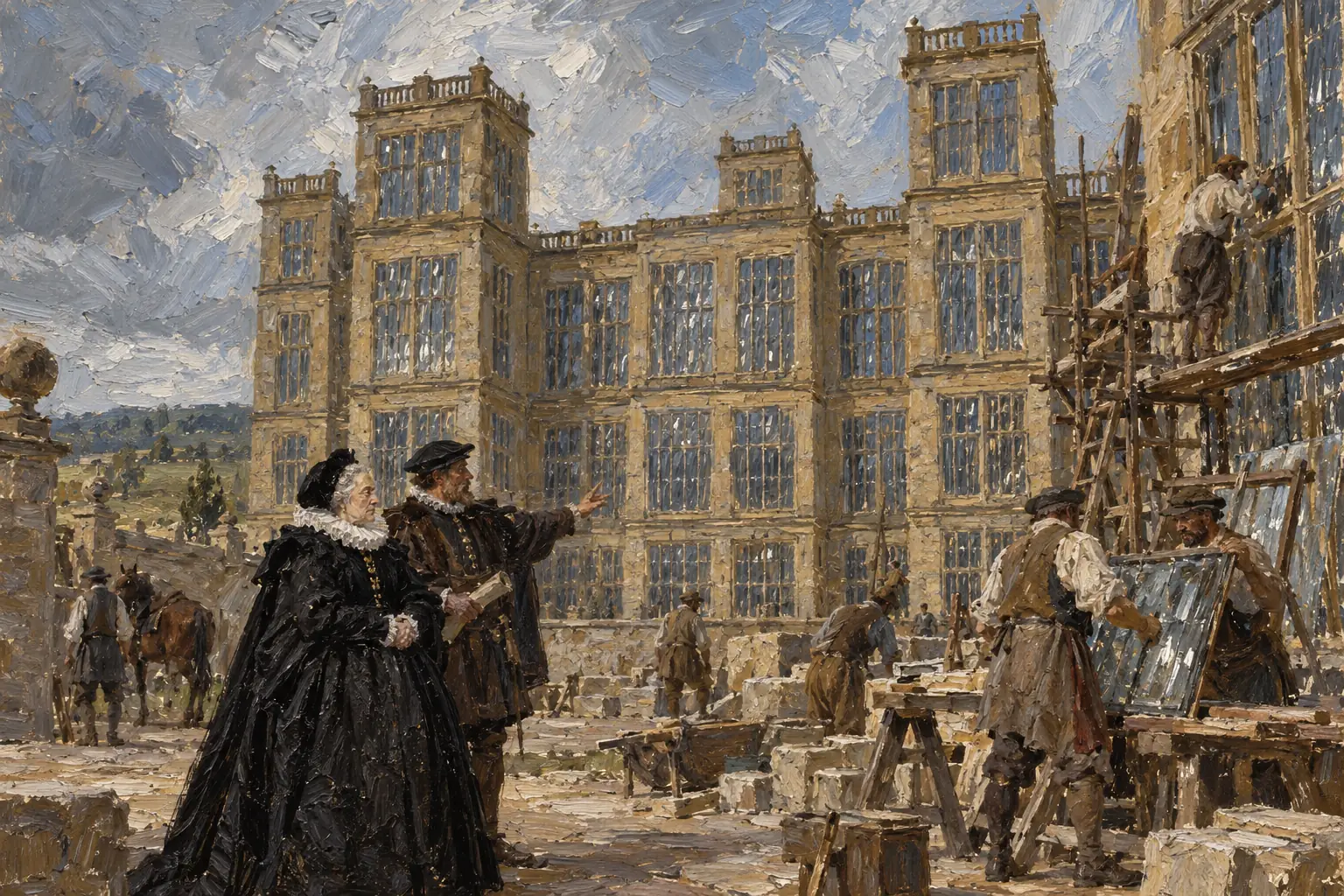 Hardwick Hall, with its huge glass windows, displayed the wealth and status Bess of Hardwick had won through marriage and property.