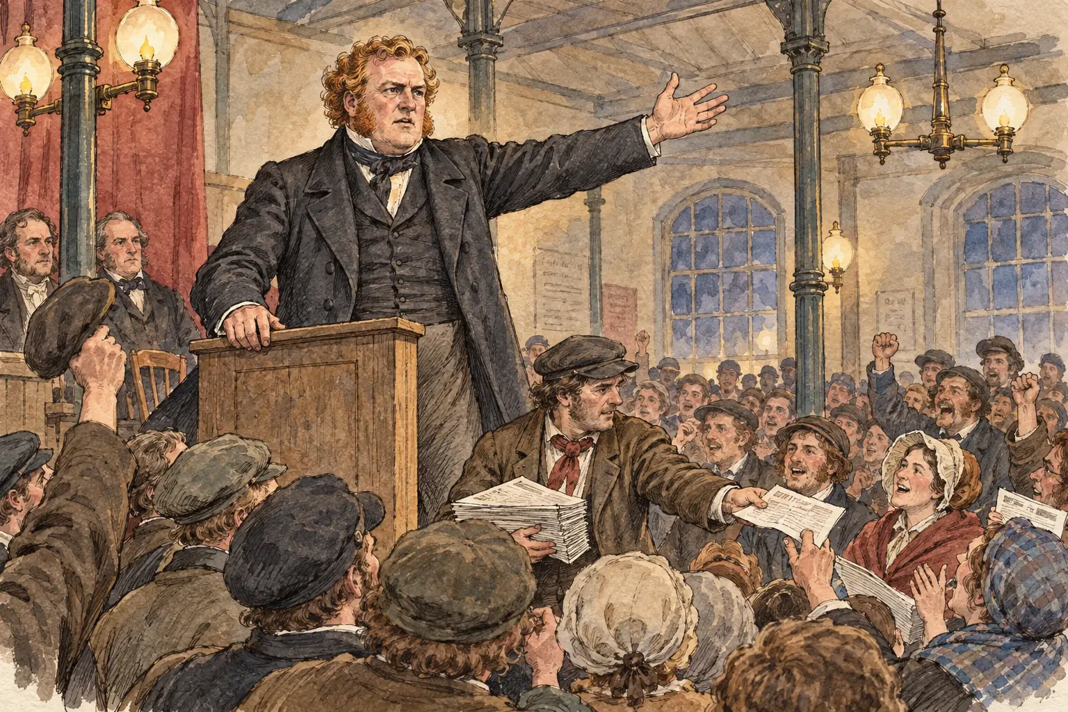 Feargus O'Connor drew huge audiences with his speeches and spread Chartist ideas through his newspaper, the Northern Star.
