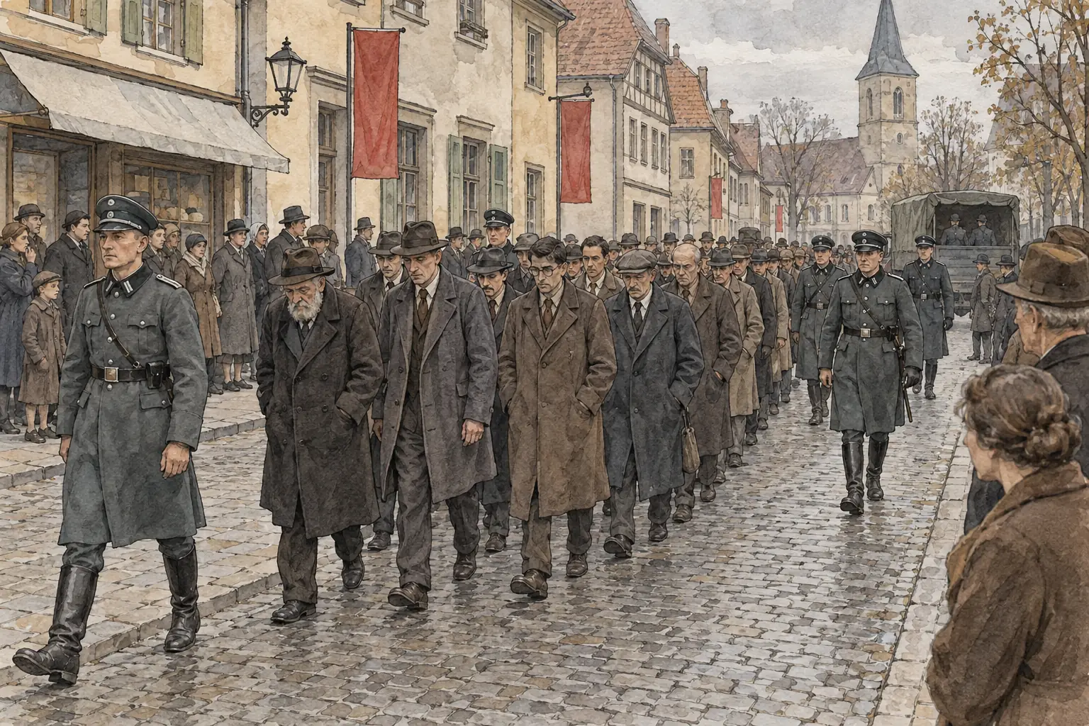 Around 30,000 Jewish men were arrested and sent to concentration camps