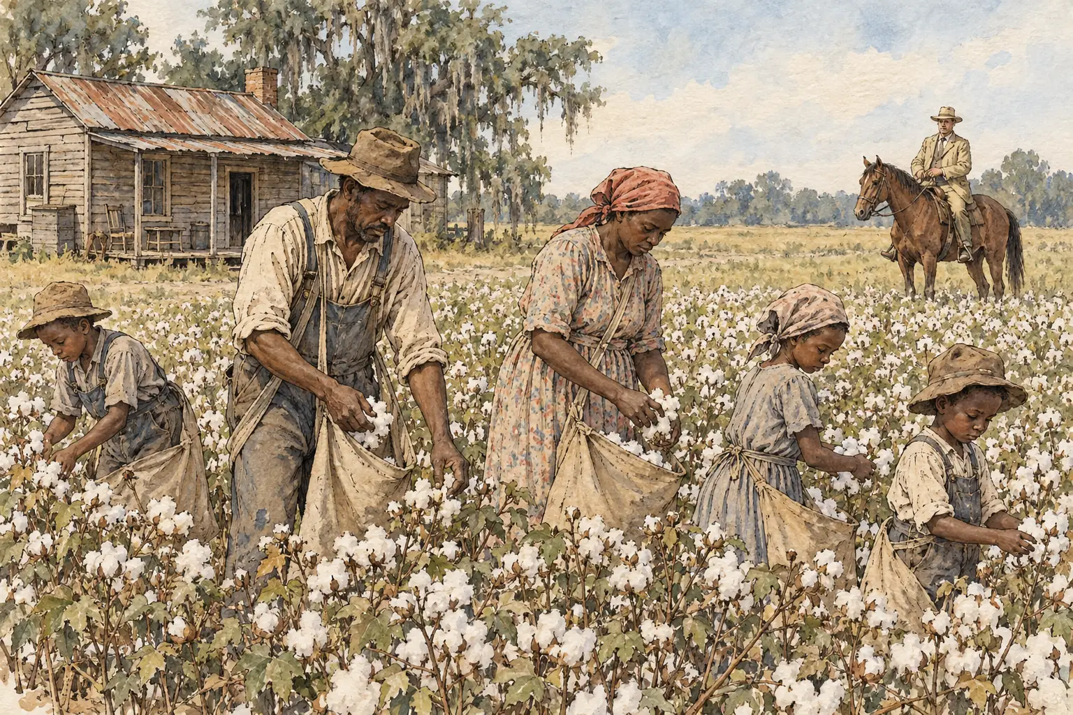 African American sharecroppers in the South farmed land they did not own and paid much of their crop as rent