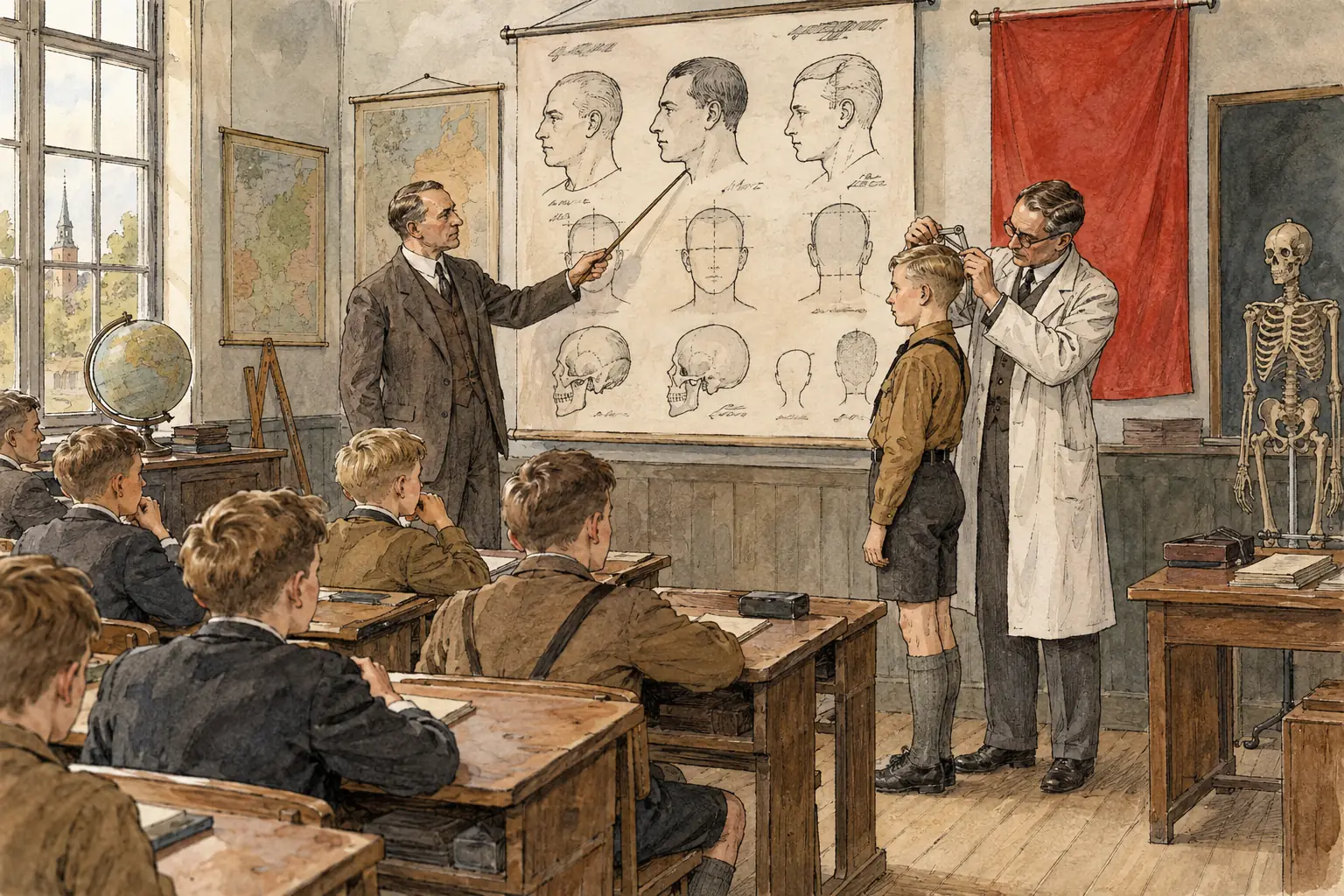 Biology lessons taught 'race science', the false Nazi theory that Aryans were racially superior to other groups, particularly Jews.