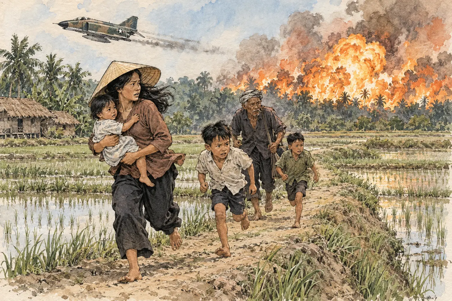 Napalm burned away jungle cover, but it also killed and injured villagers caught near its targets
