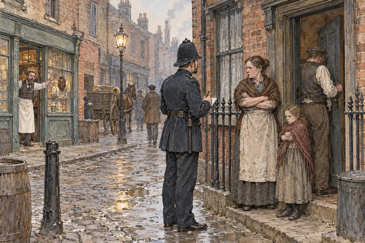 Many poor residents distrusted the police and would not give statements, while shopkeepers usually welcomed police protection.