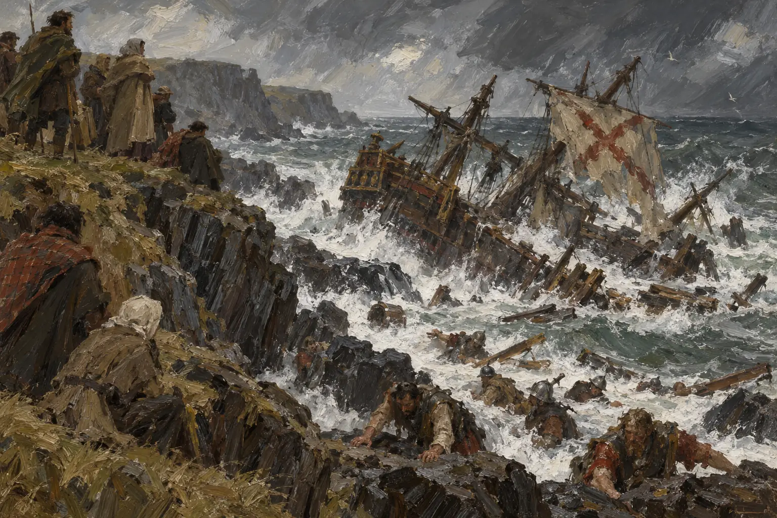 Storms off Scotland and Ireland wrecked many ships on the way home