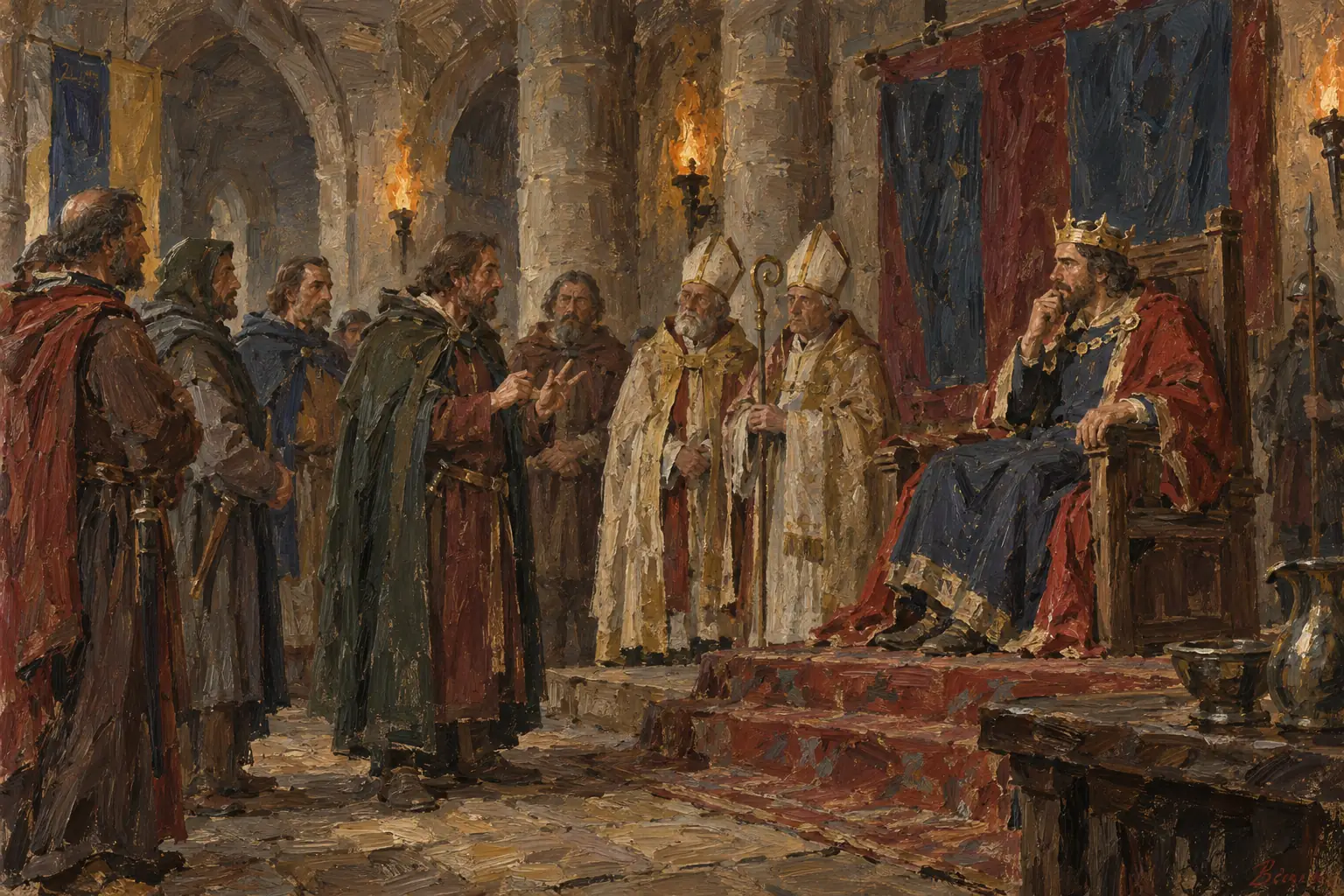 A medieval king was expected to give justice, protect his people and take advice from his barons and bishops before making major decisions.