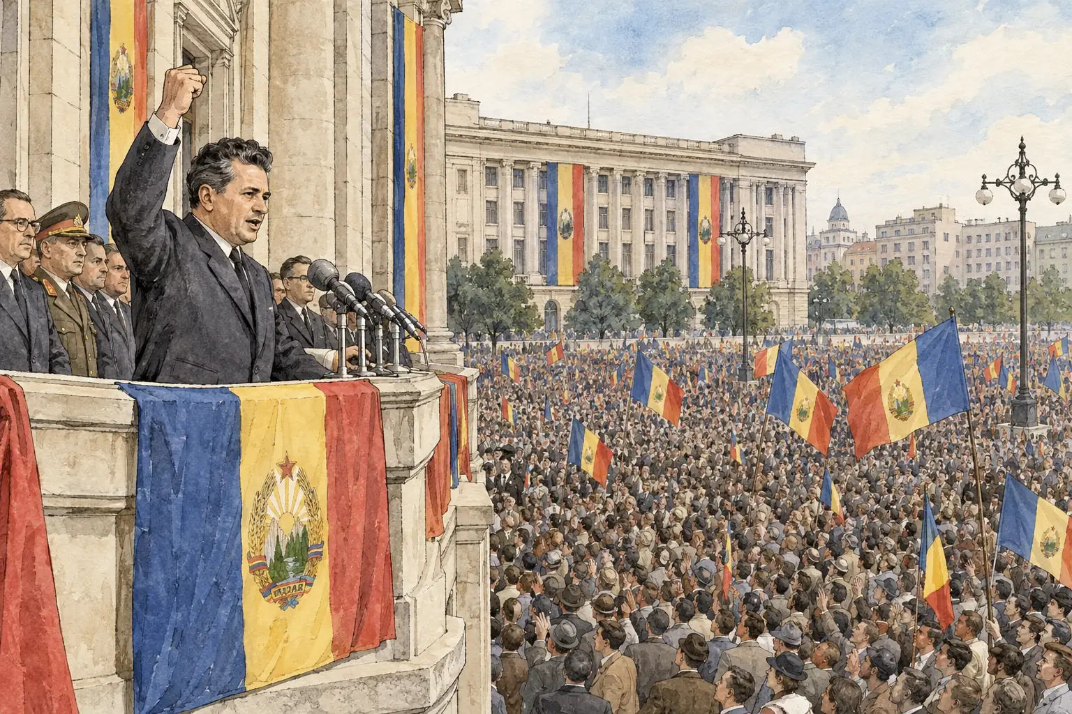 Romania's leader Nicolae Ceaușescu refused to join the invasion and made his disapproval public at a mass rally in Bucharest on 21 August 1968.