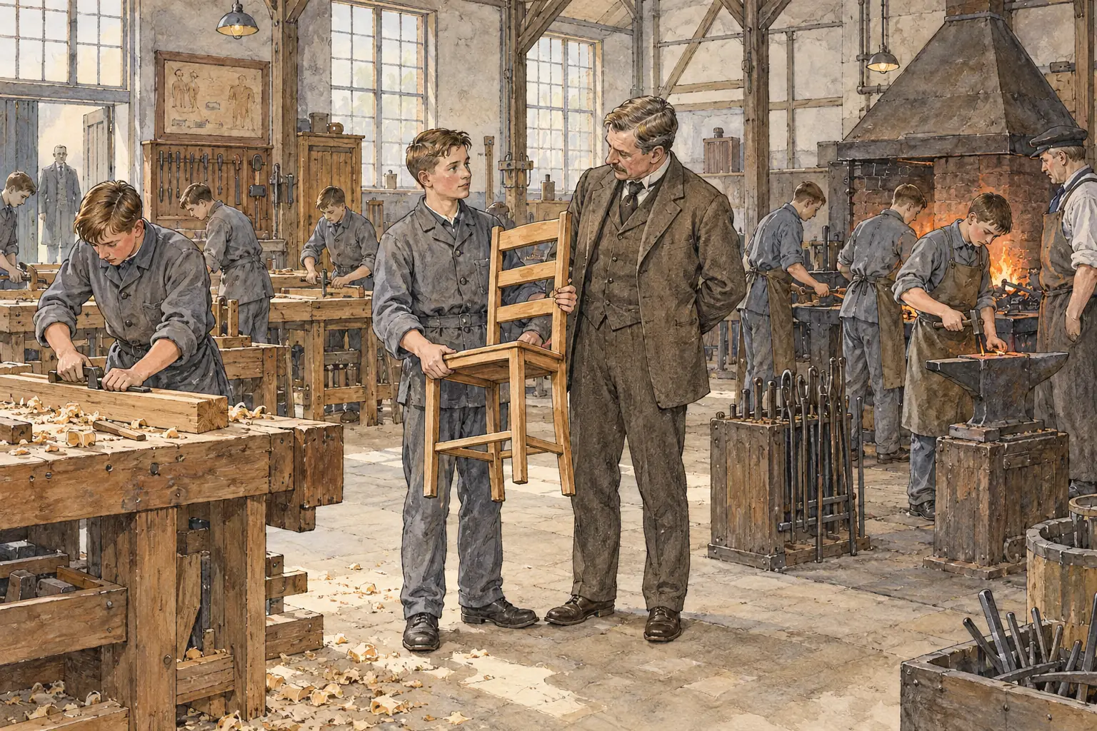 From 1902 Borstals gave young offenders education and training in a trade